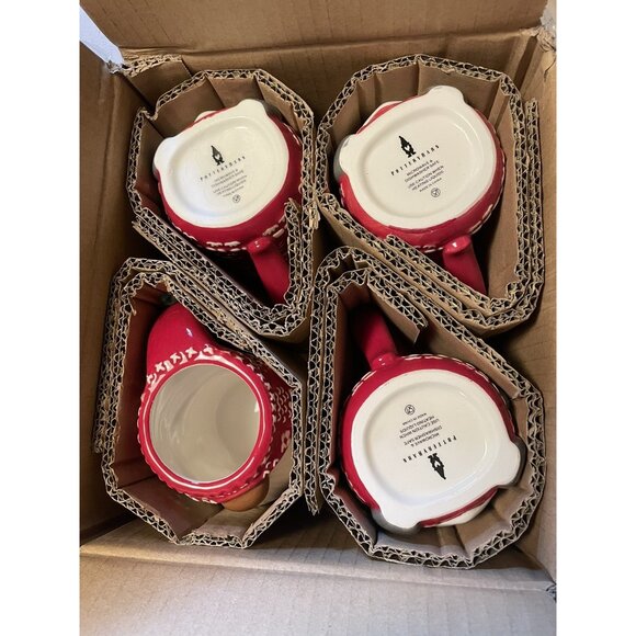 Pottery Barn  Set of 4 Red Fig Sweater Gnome Mugs Winter Christmas Holidays - Picture 10 of 10